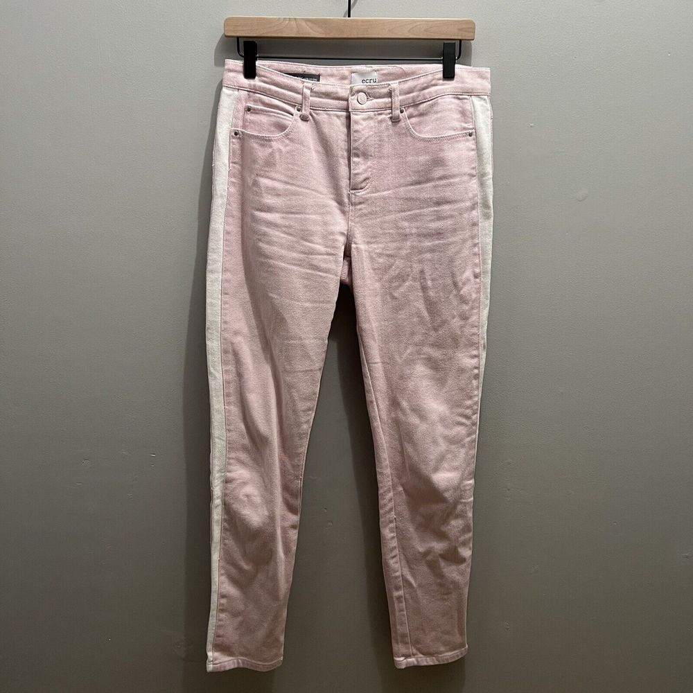 Ecru The Kinney Side Stripe Pink And White Jeans Pants Size 27
